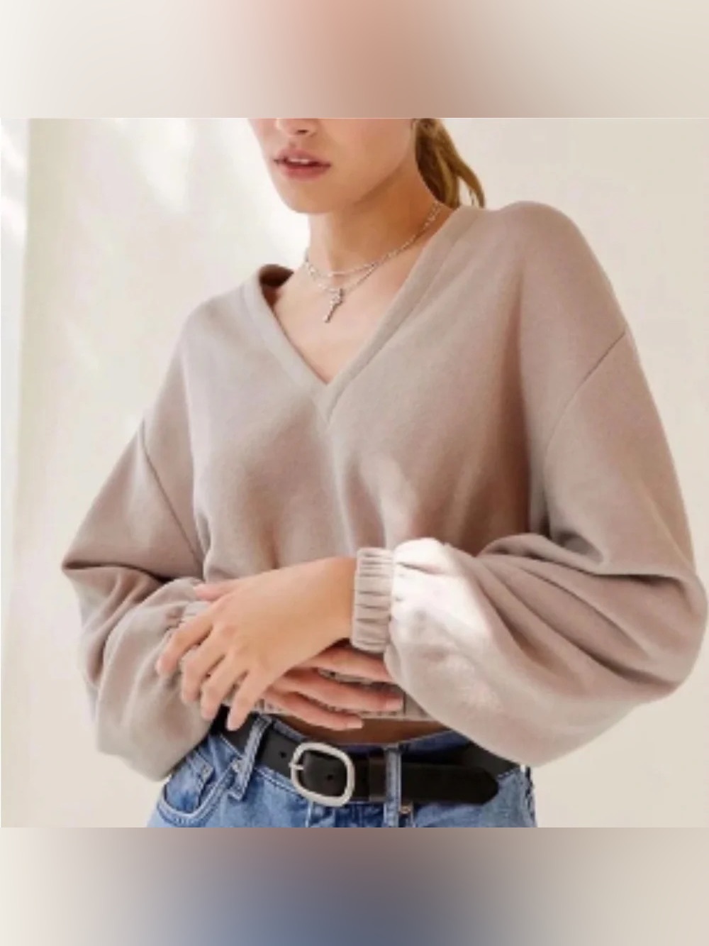 UO Out From Under Vivian V-neck Cropped Sweater